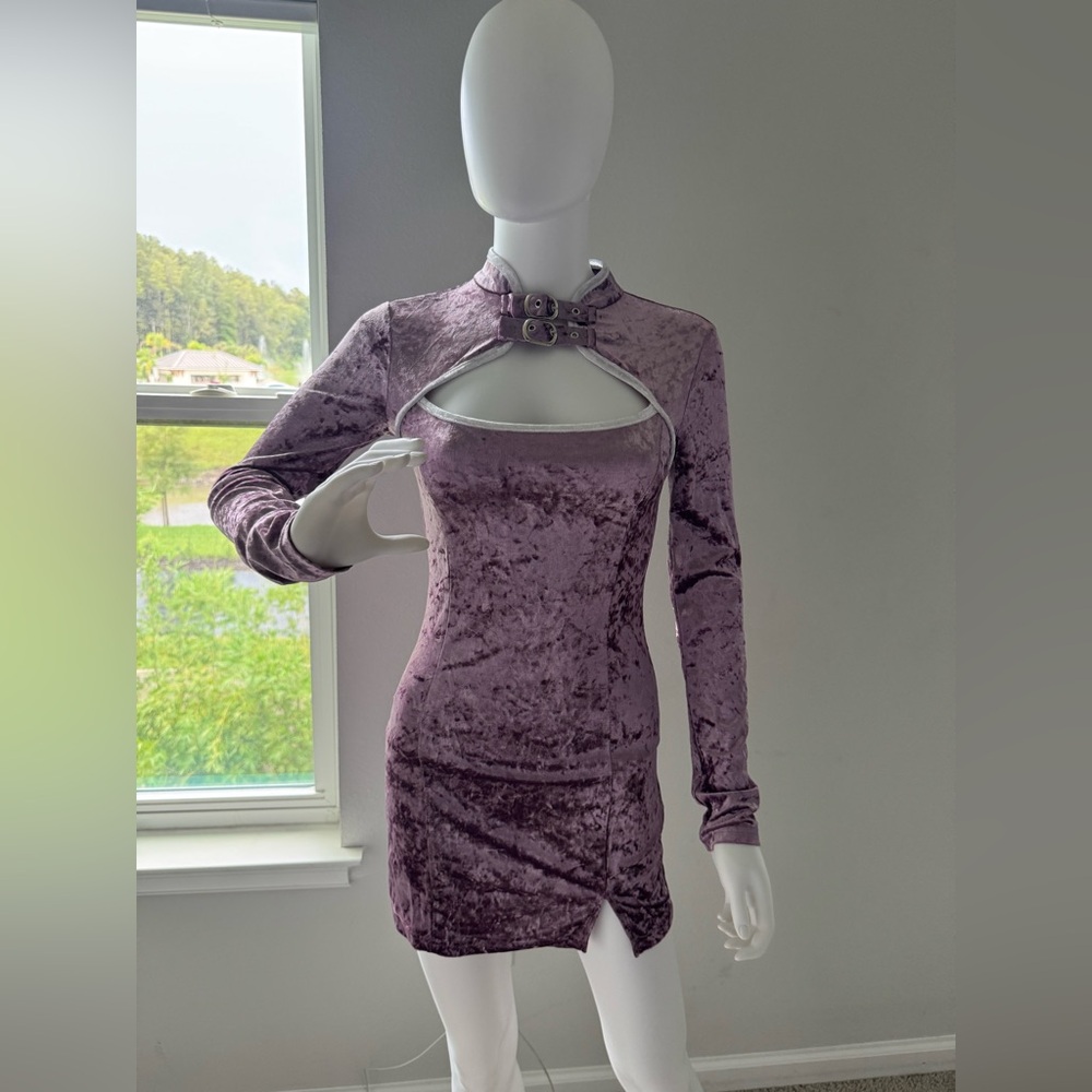 Dollcake Velvet Long Sleeve Dress in Purple